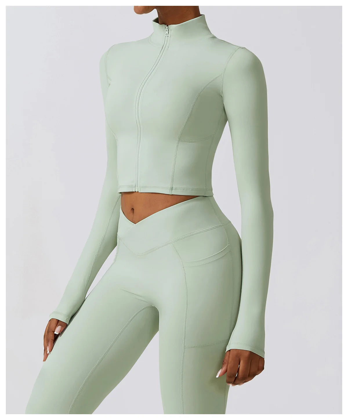 Zip-Up Cropped LuxeLift™ Jacket Sage