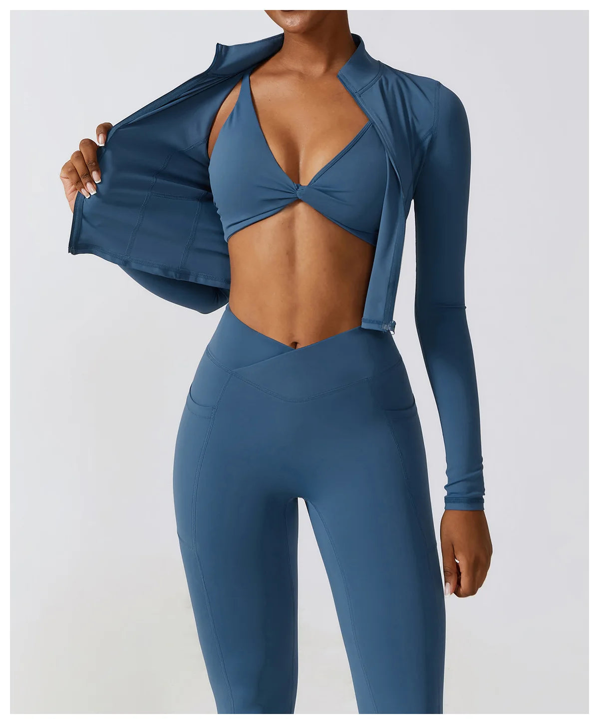 Zip-Up Cropped LuxeLift™ Jacket Deep Sea