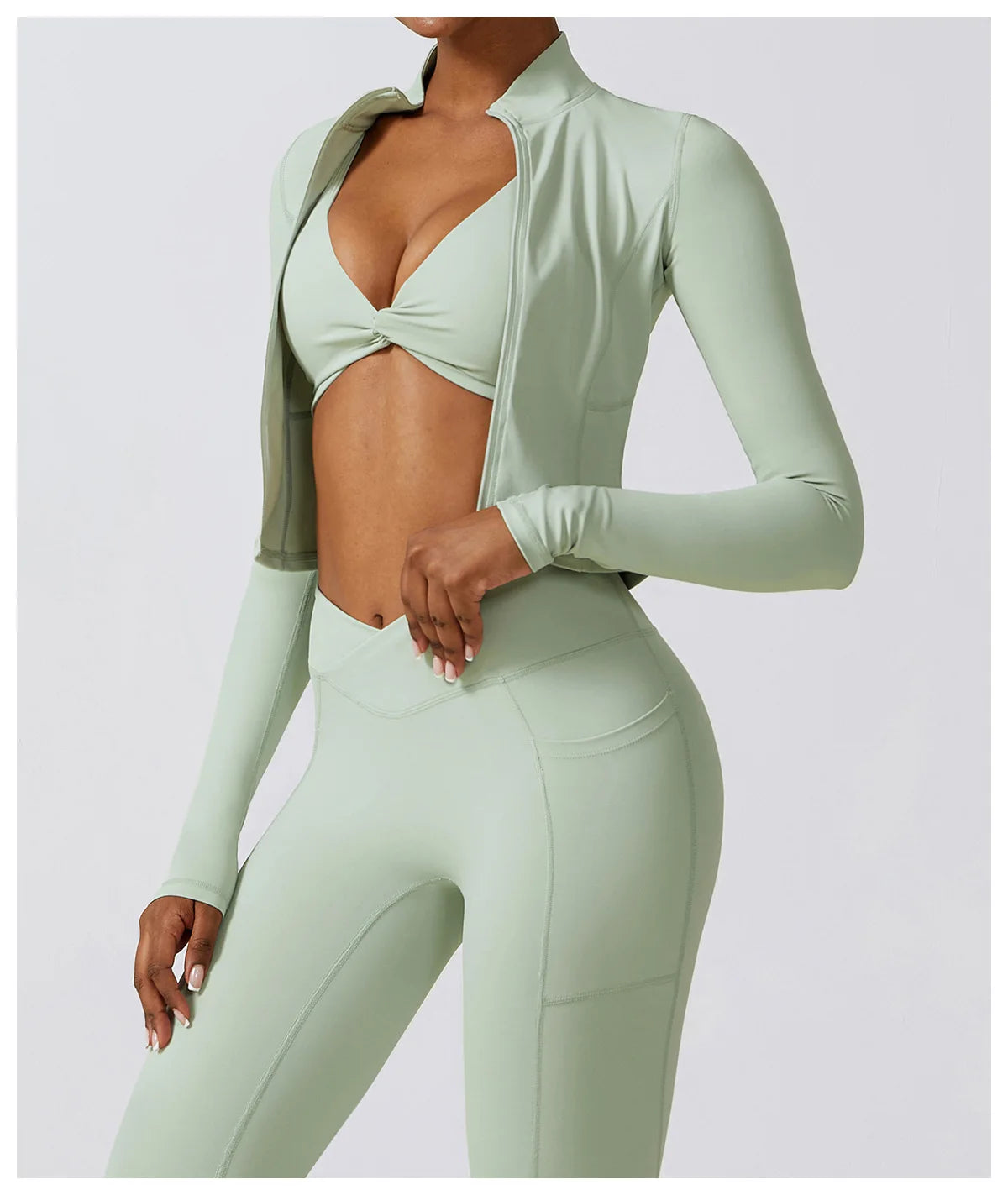 Zip-Up Cropped LuxeLift™ Jacket Sage