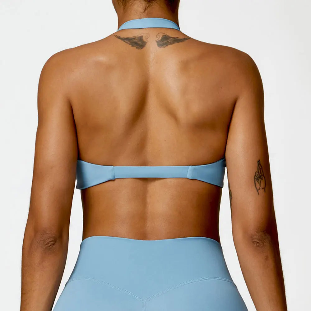 LuxeLift™ Halter Sports Bra Ocean